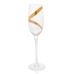 Flûte à champagne transparent motif ruban doré x3