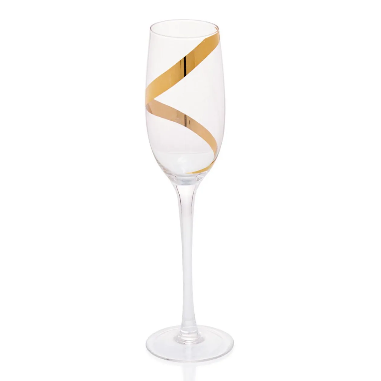 Flûte à champagne transparent motif ruban doré x3
