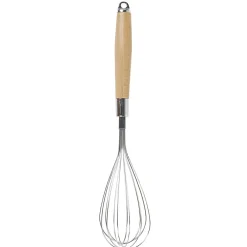 Fouet de cuisine en inox avec manche en bois