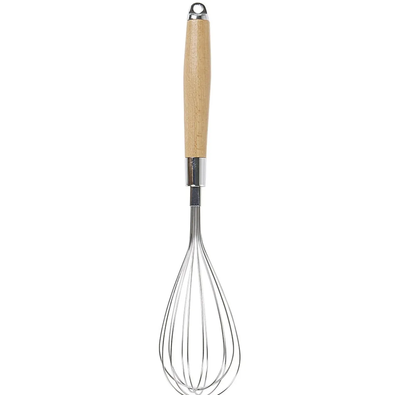 Fouet de cuisine en inox avec manche en bois