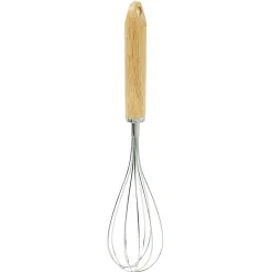 Fouet de cuisine inox avec manche en bois