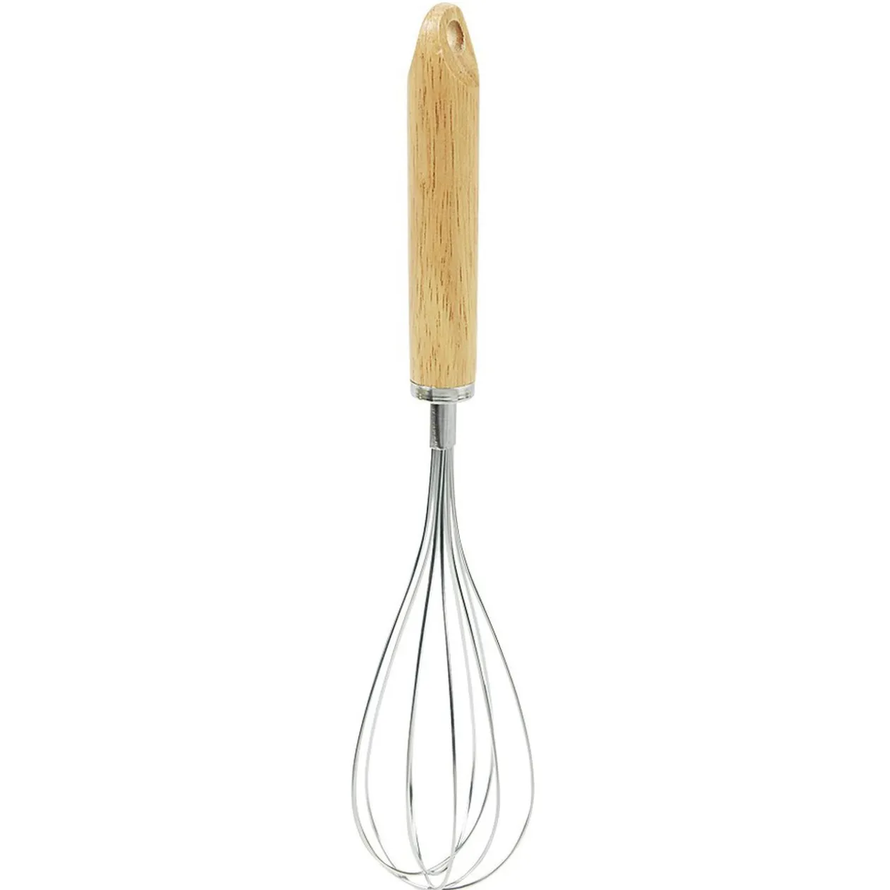 Fouet de cuisine inox avec manche en bois