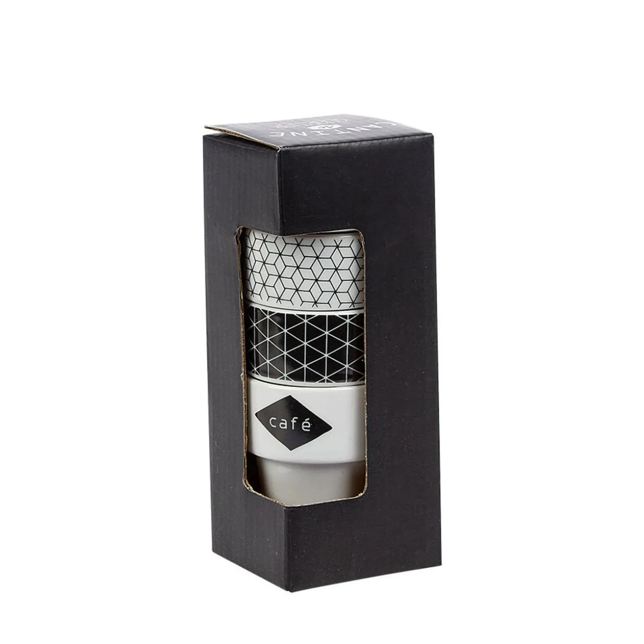 Gobelet en porcelaine design blanc noir 11 cl x4