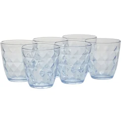Gobelet en verre Agathe motif relief diamant transparent bleu x6