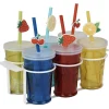 Gobelet en verre avec couvercle et paille multicolore x6