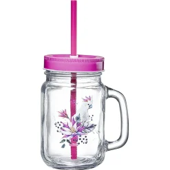 Gobelet en verre avec couvercle et paille assortie 400 ml