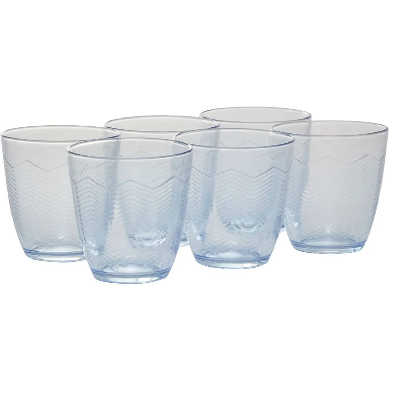 Gobelet en verre Margaux motifs chevron transparent bleu x6