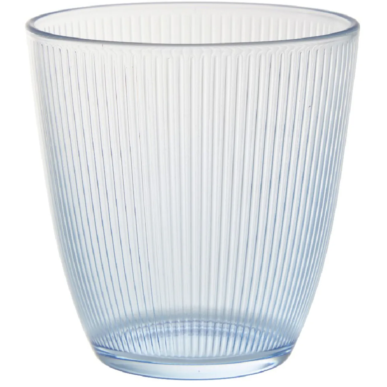 Gobelet en verre Nina motif relief rainuré transparent bleu 25 cl x6