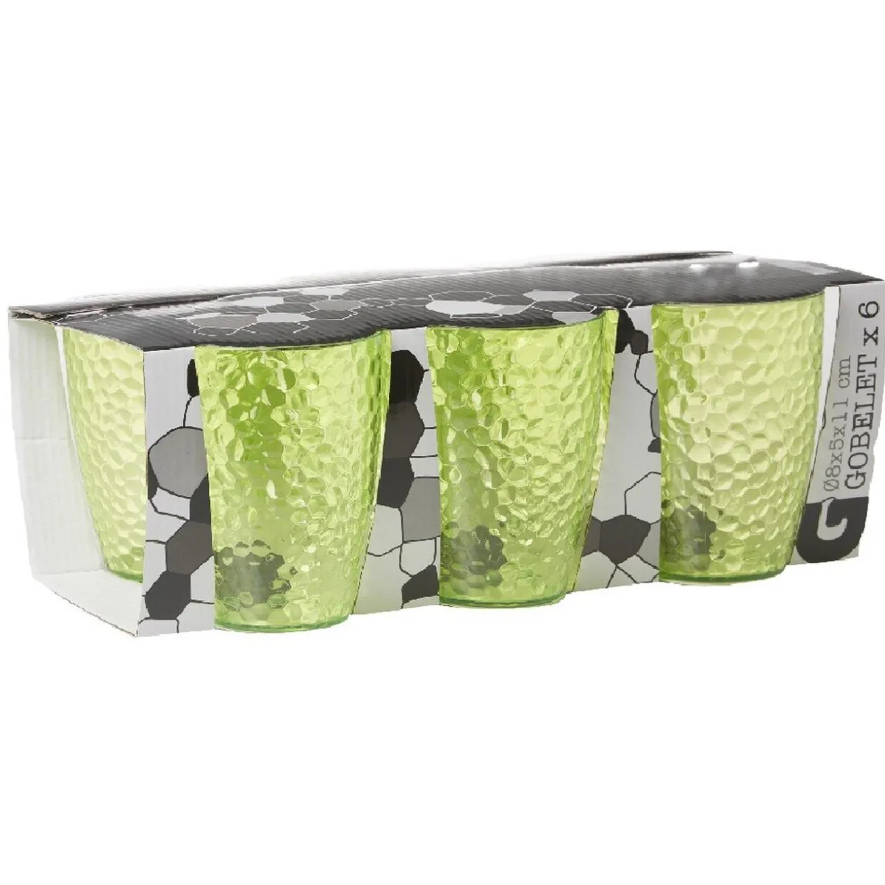 Gobelet plastique vert martelé x6