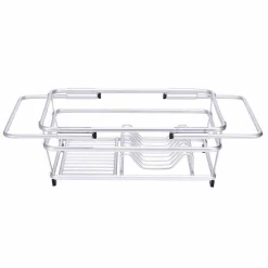 Égouttoir à vaisselle extensible aluminium avec porte-couverts noir