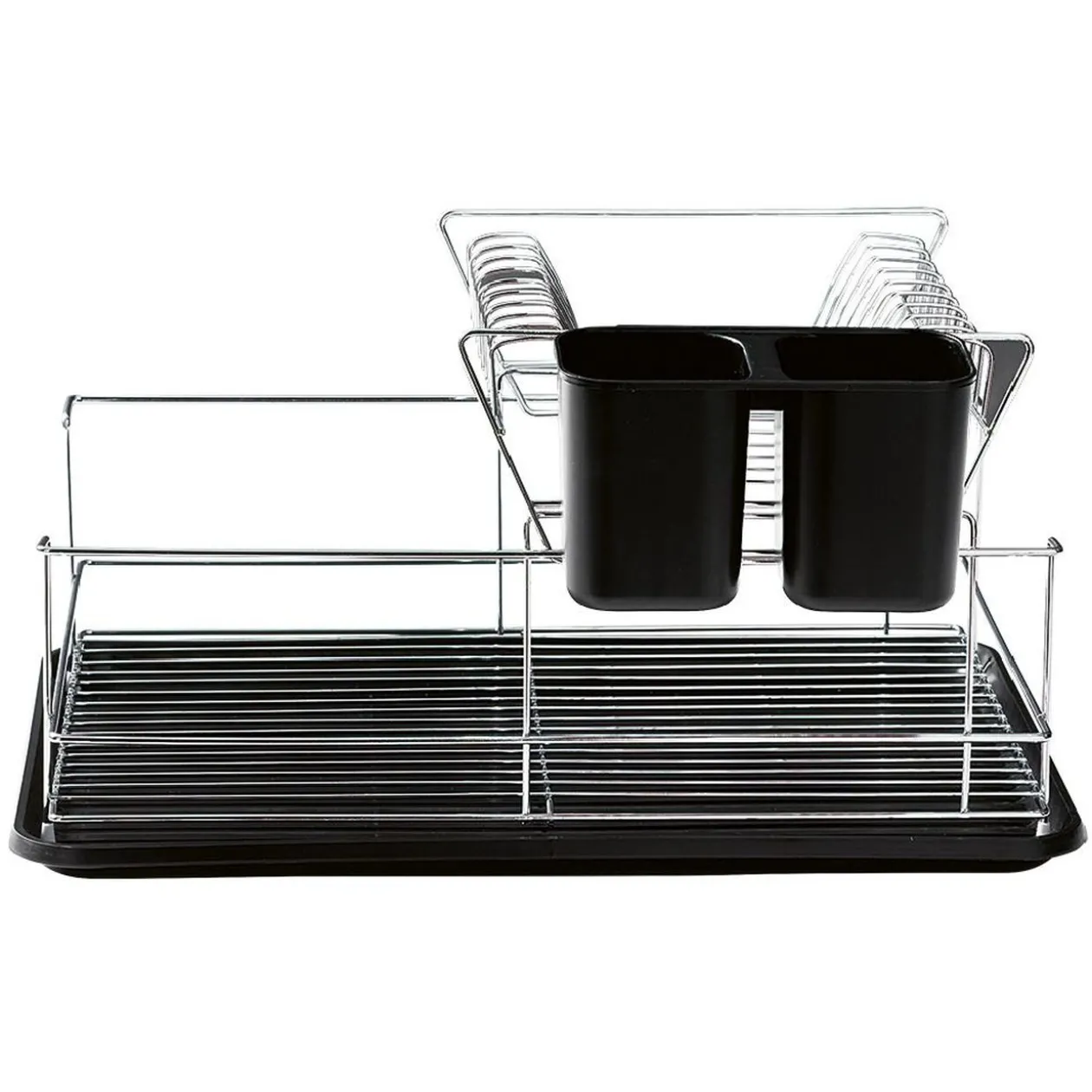 Égouttoir avec plateau et supports couverts noirs 2 niveaux
