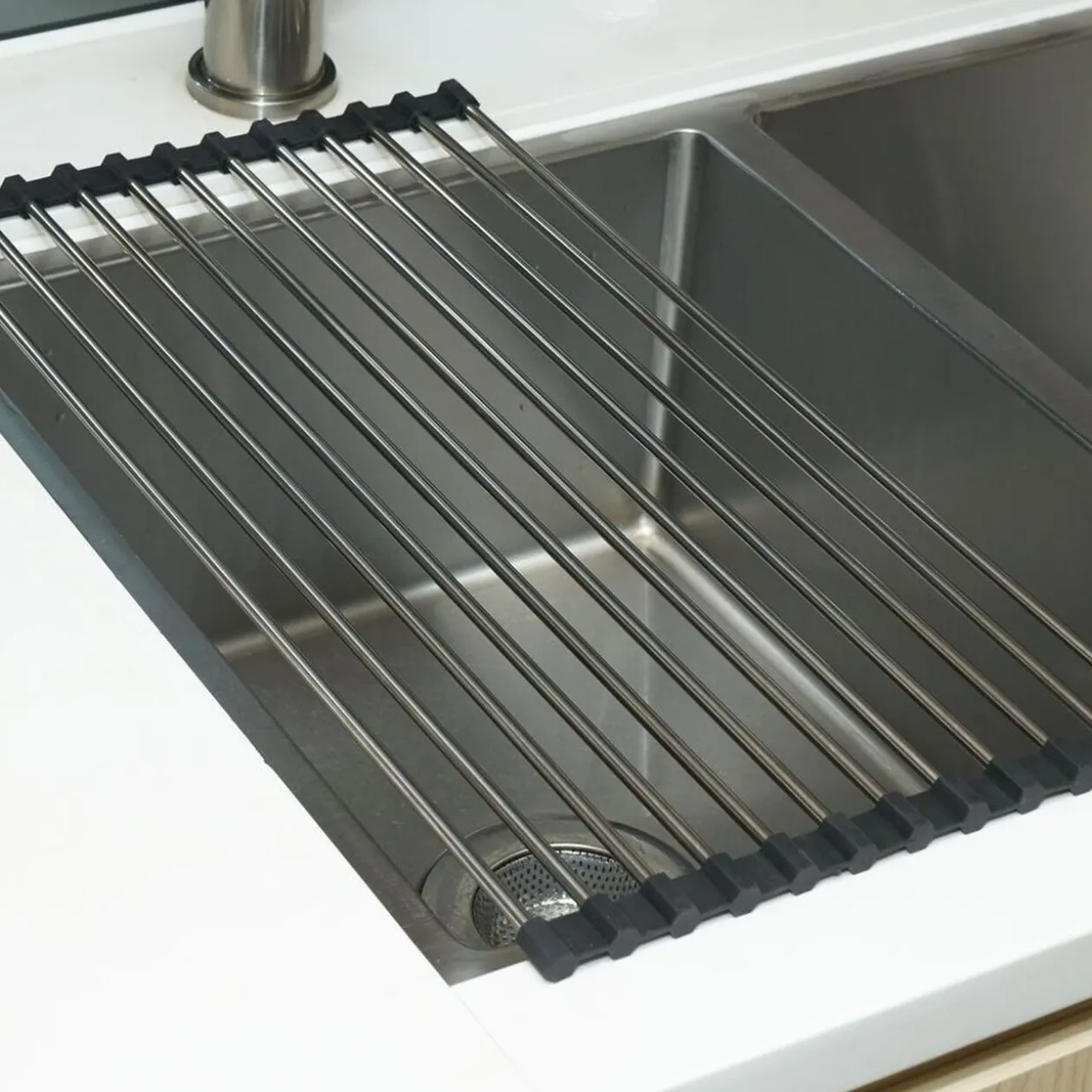 Égouttoir en inox et silicone - L.46xl.24cm