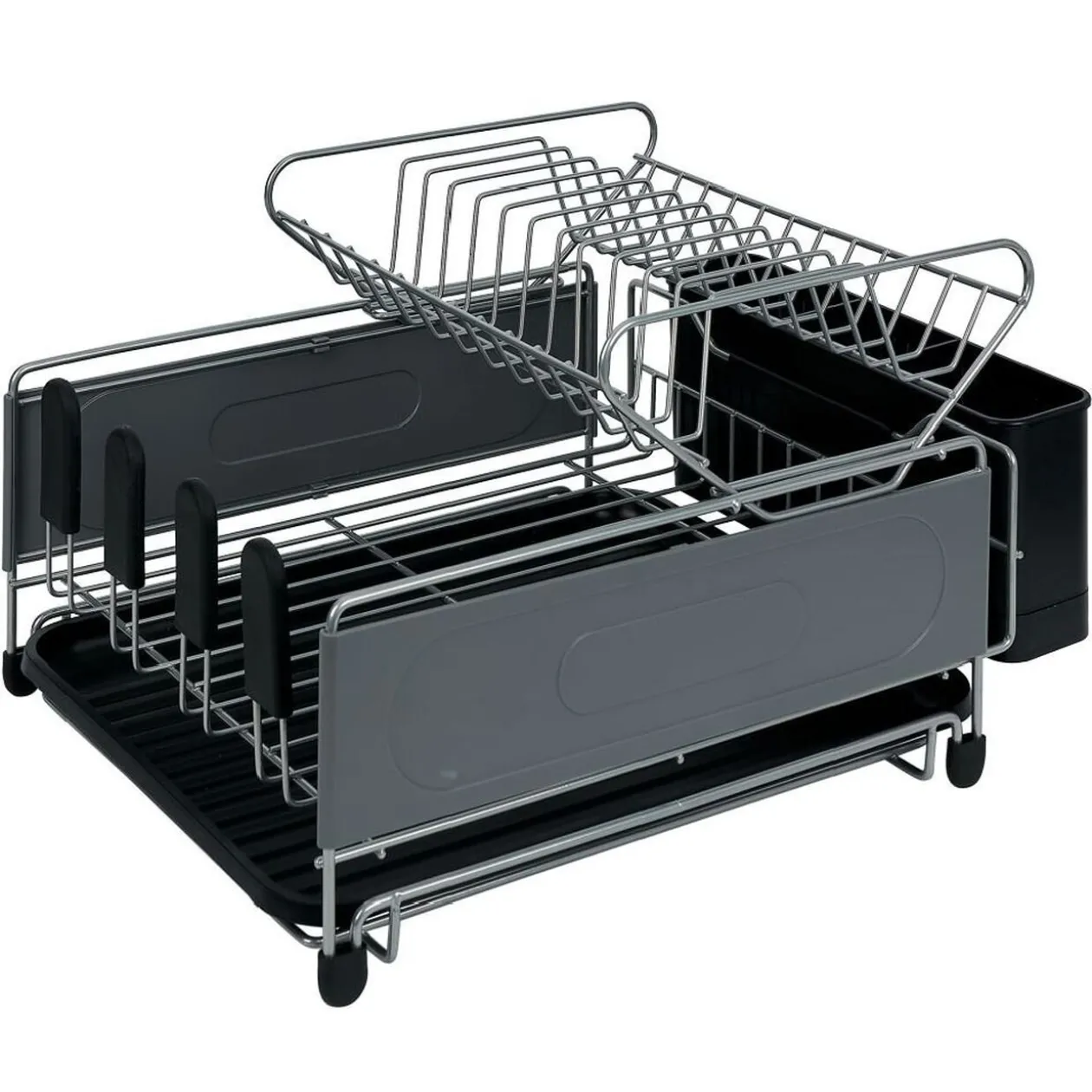 Égouttoir extensible en métal et plastique gris 41,5x30xH23,5cm