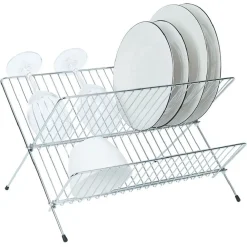 Égouttoir pliable en métal gris 36x31xH22cm