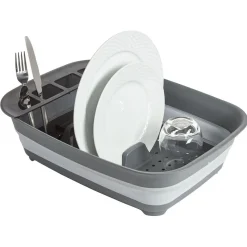 Égouttoir rétractable plastique gris 45x32,5xH5,5/12cm