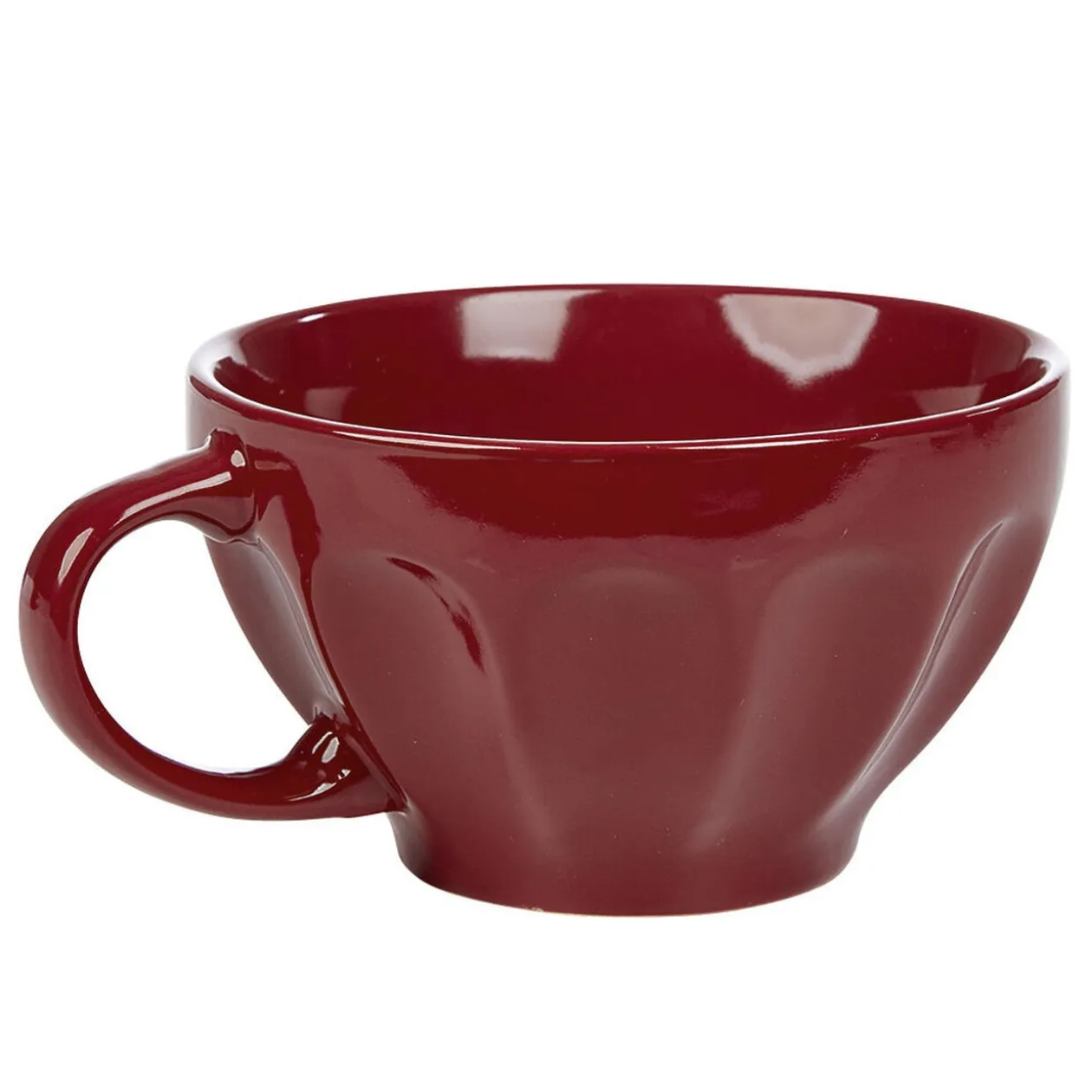 Jumbo en faïence côtelé 55 cl uni rouge