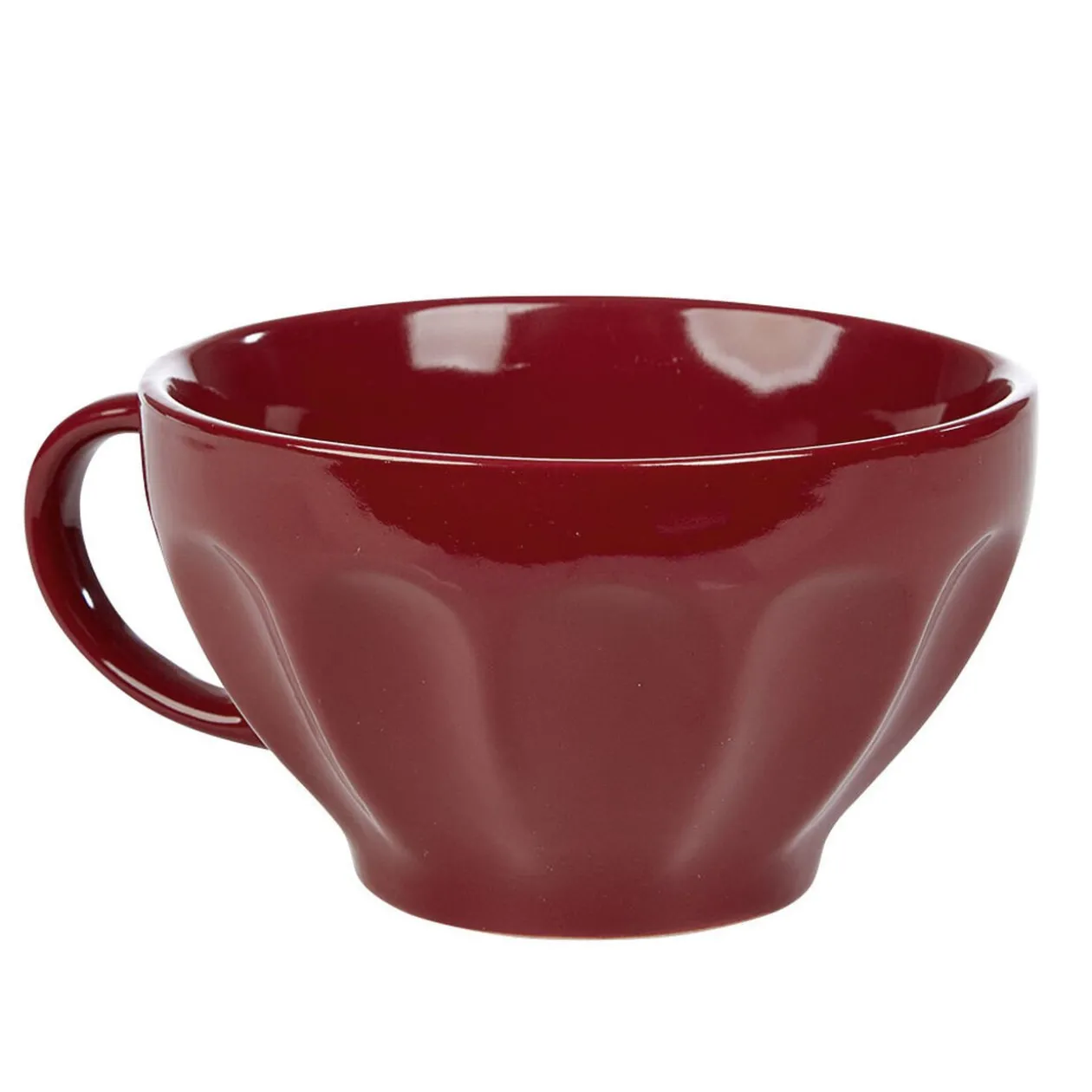 Jumbo en faïence côtelé 55 cl uni rouge