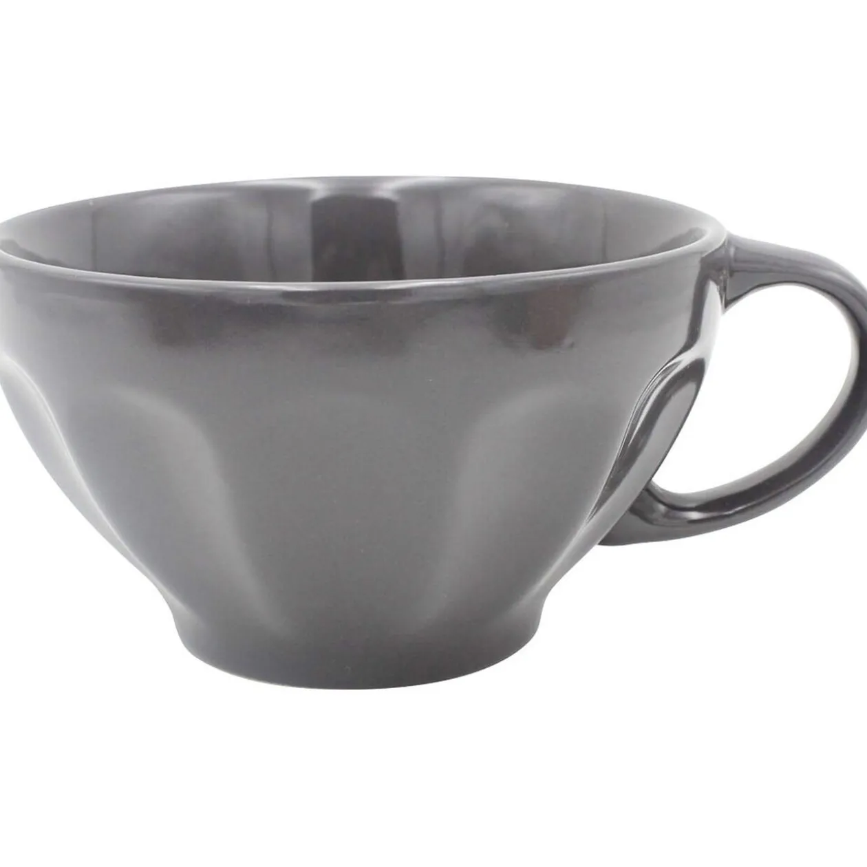 Jumbo en faïence côtelée 55 cl uni gris