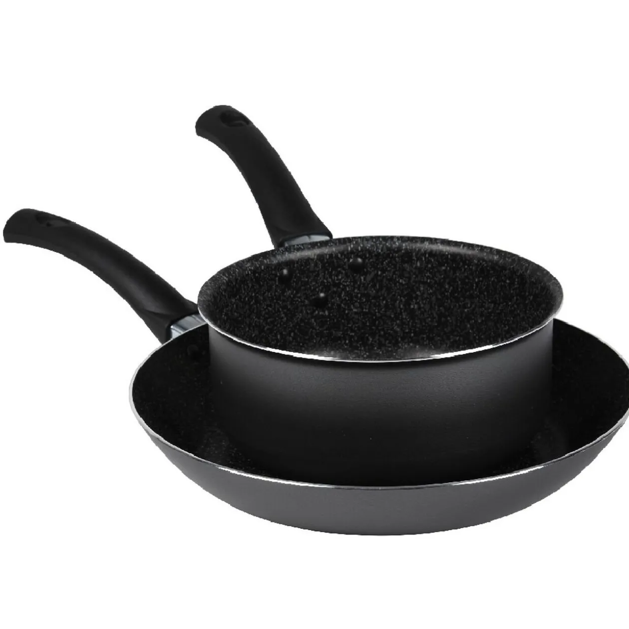 Lot 1 poêle + 1 casserole aluminium effet pierre