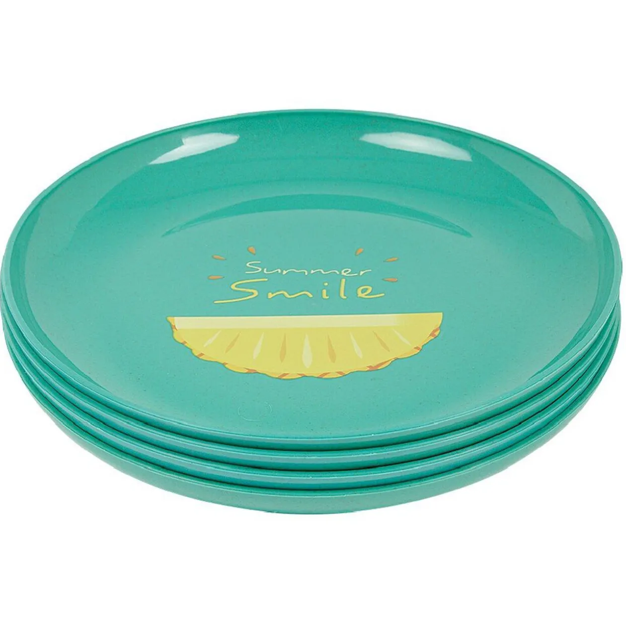 Lot de 4 assiettes à dessert bleu Ananas Summer smile