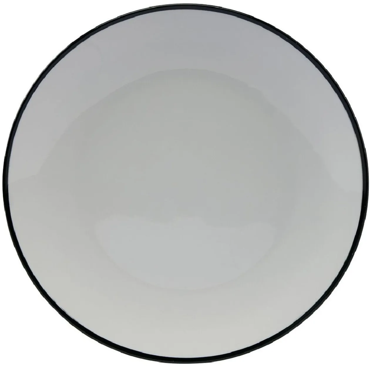 Lot de 4 assiettes plates rondes porcelaine blanche avec liseré coloré