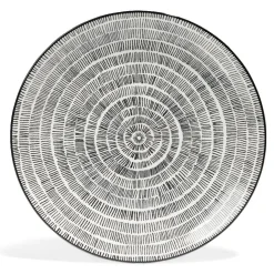 Lot de 4 assiettes plates Ø27cm porcelaine imprimé noir et blanc