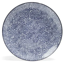 Lot de 4 assiettes plates Ø27cm porcelaine imprimé bleu et blanc