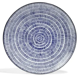 Lot de 4 assiettes plates Ø27cm porcelaine imprimé bleu et blanc