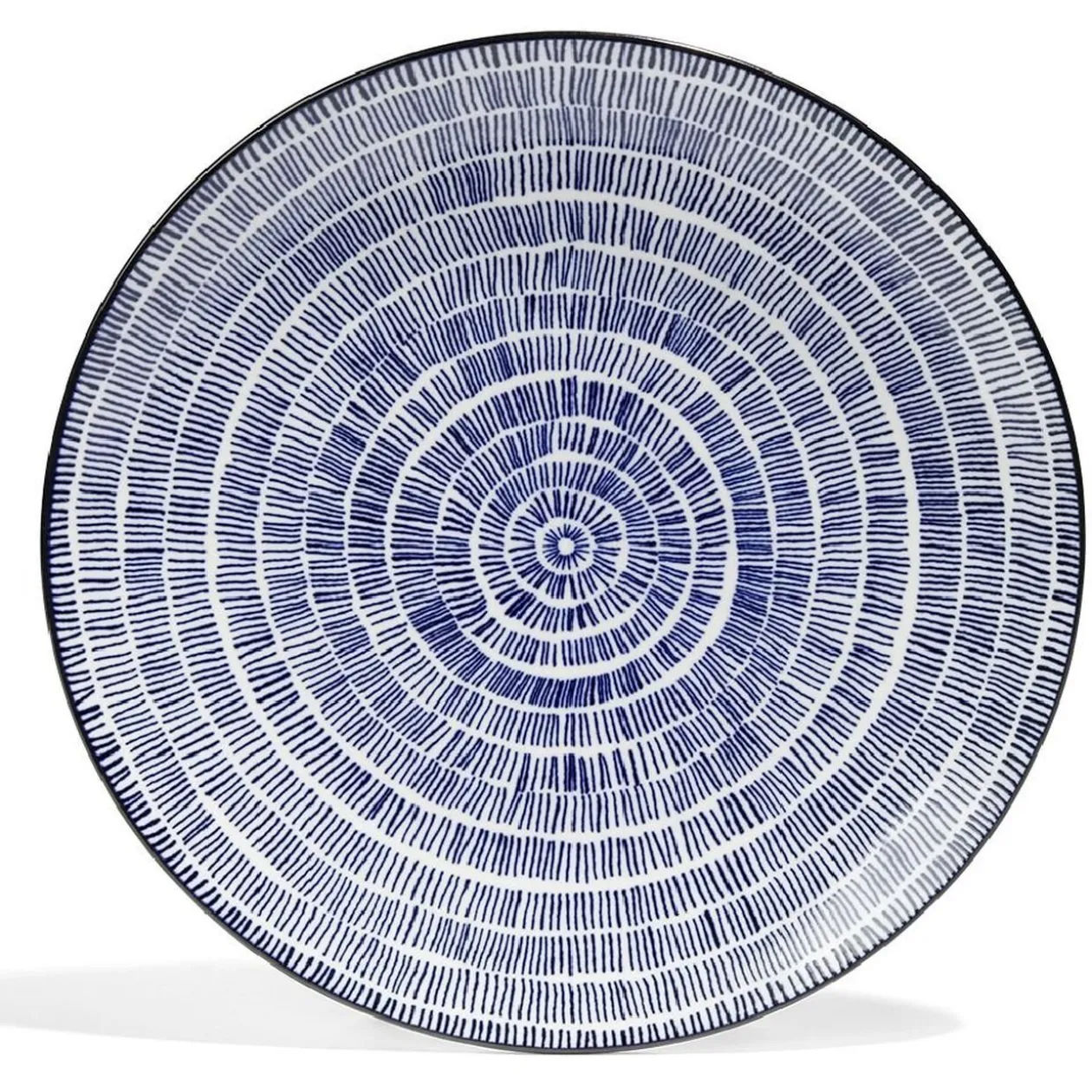 Lot de 4 assiettes plates Ø27cm porcelaine imprimé bleu et blanc