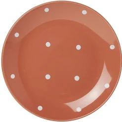 Lot de 4 assiettes rondes plates céramique déco pois