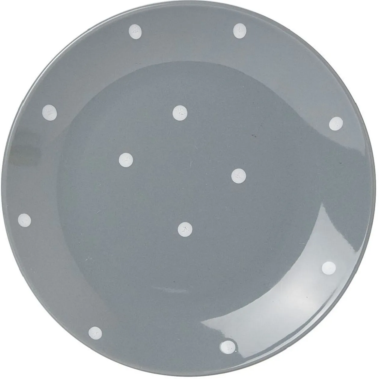 Lot de 4 assiettes rondes plates céramique déco pois