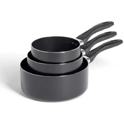 Lot de 3 casseroles tous feux sauf induction aluminium noir Ø14/16/20cm