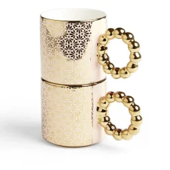 Lot de 2 mugs 30cl design chic rose et doré