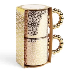 Lot de 2 mugs 30cl design chic rose et doré