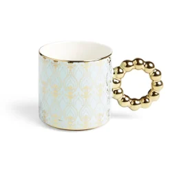 Lot de 2 mugs 30cl design chic bleu clair et doré