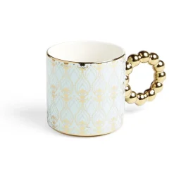 Lot de 2 mugs 30cl design chic bleu clair et doré