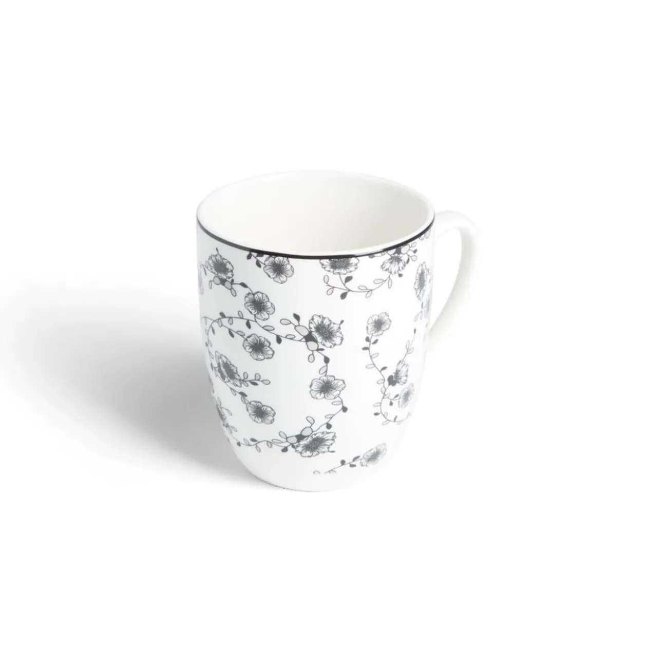 Lot de 4 mugs 200ml porcelaine Ø8,8x10,4cm noir et blanc