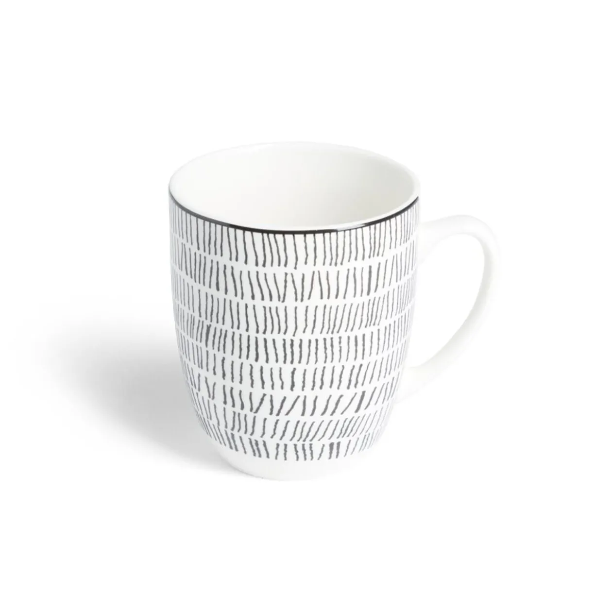 Lot de 4 mugs 200ml porcelaine Ø8,8x10,4cm noir et blanc