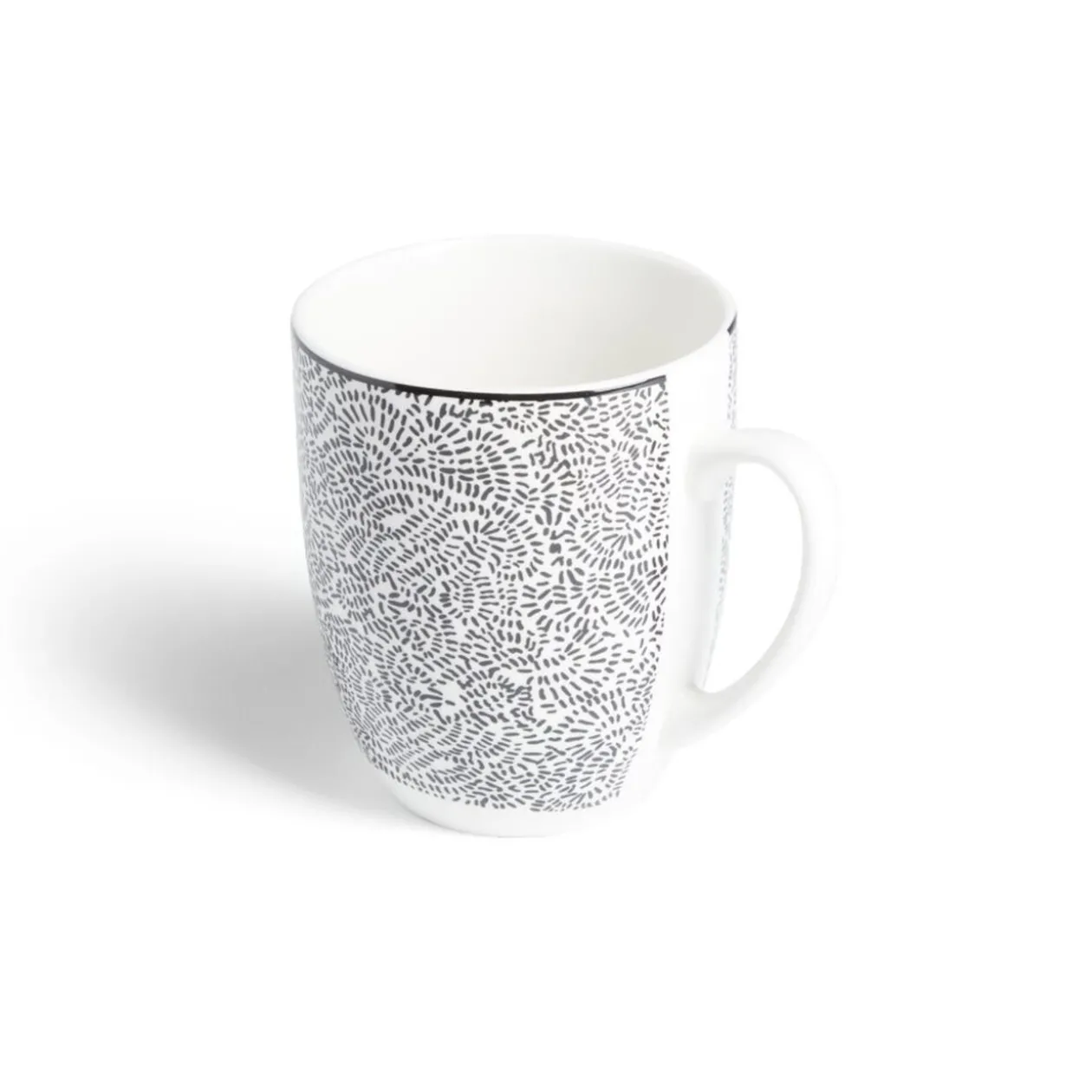 Lot de 4 mugs 200ml porcelaine Ø8,8x10,4cm noir et blanc