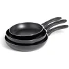Lot de 3 poêles tous feux sauf induction aluminium noir Ø20/24/26cm