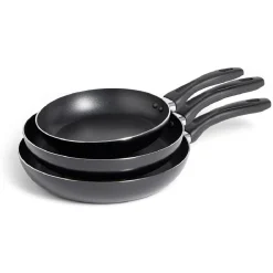 Lot de 3 poêles tous feux sauf induction aluminium noir Ø20/24/26cm