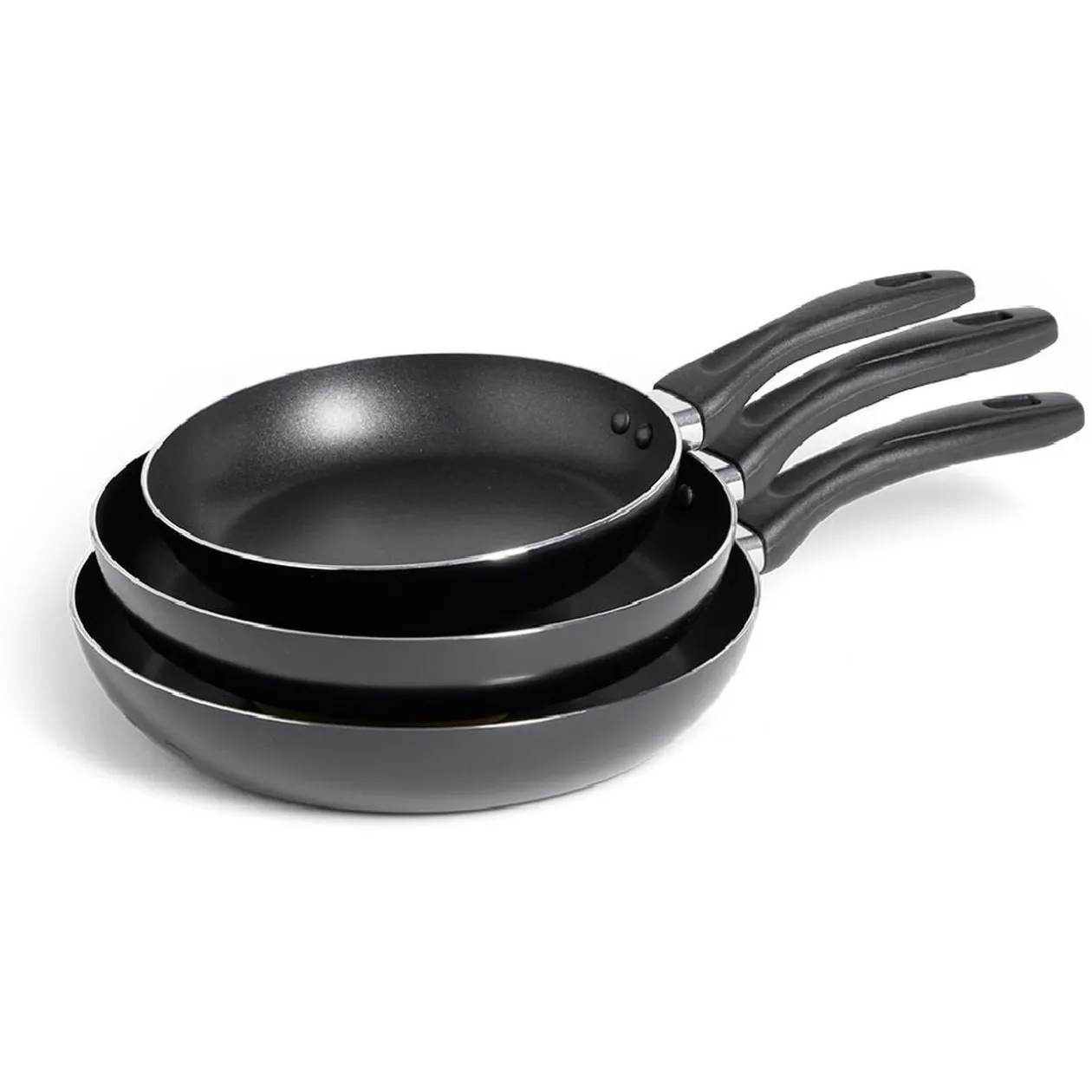 Lot de 3 poêles tous feux sauf induction aluminium noir Ø20/24/26cm