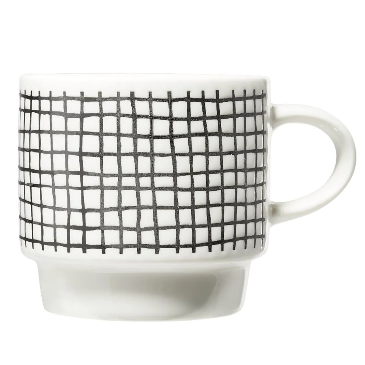 Lot de 4 tasses empilables 20cl porcelaine blanc et noir avec support métal