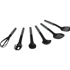 Lot de 6 ustensiles avec support noir gris