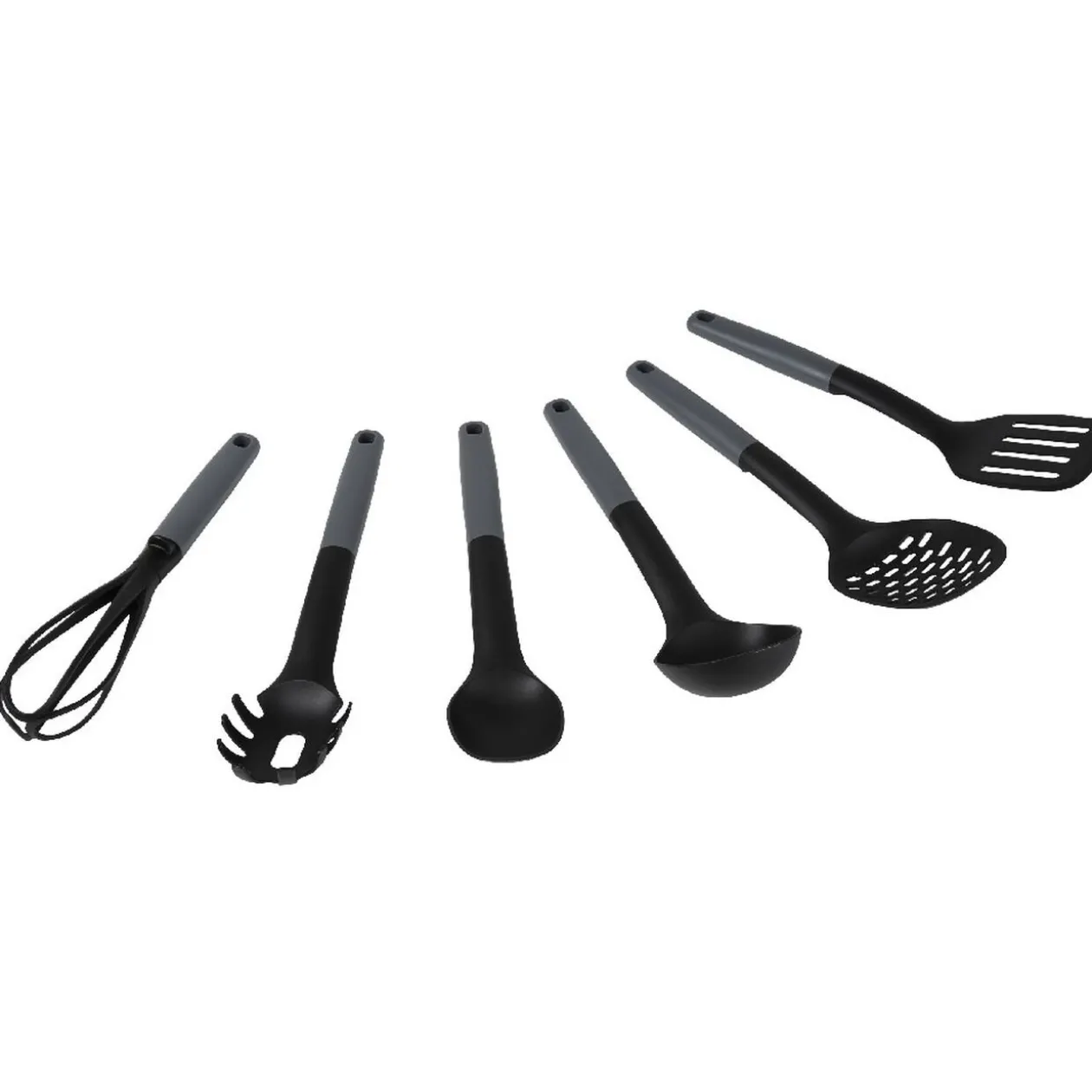 Lot de 6 ustensiles avec support noir gris