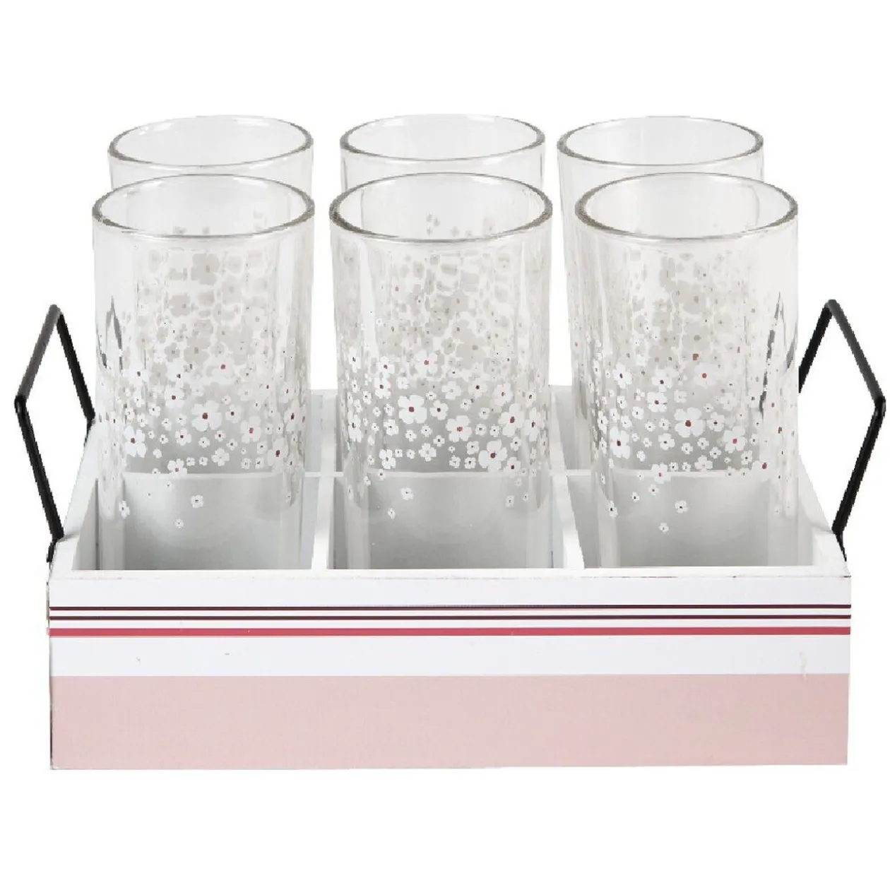Lot de 6 verres hauts sur un plateau