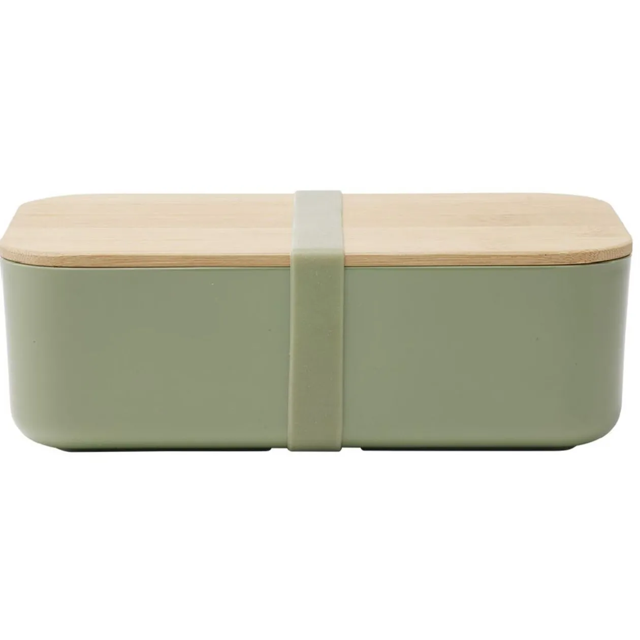 Lunchbox en plastique avec couvercle bambou +sangle silicone 900 ml