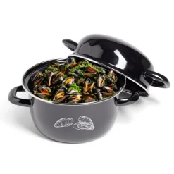Marmite à moules avec couvercle Ø20,5cm acier noir