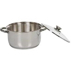Marmite anti adhésive inox couvercle en verre