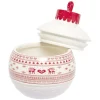 Mini bonbonnière en céramique décor Noël rouge blanc